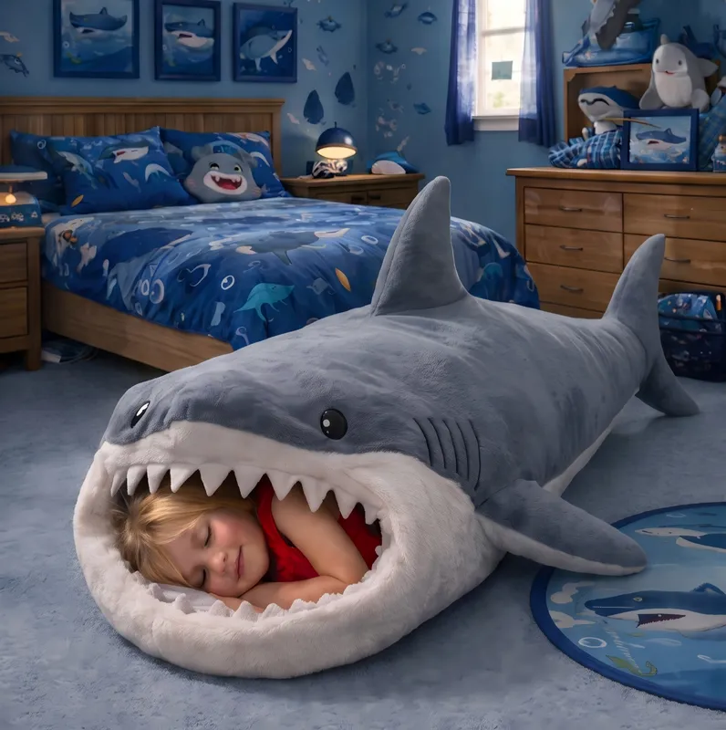 Shark-shaped sleeping bag design direction